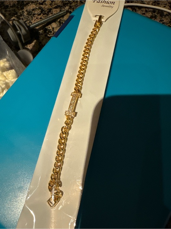 Hermes Accessories - New Gold plated 18k Chain Bracelet with Crystal Accent